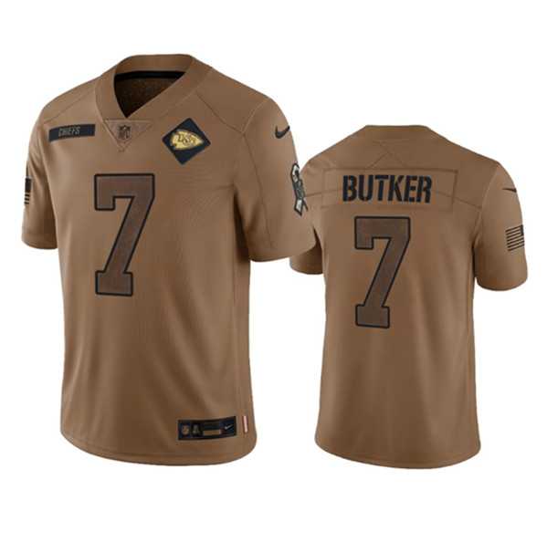Men%27s Kansas City Chiefs #7 Harrison Butker 2023 Brown Salute To Service Limited Football Stitched Jersey Dyin->jacksonville jaguars->NFL Jersey